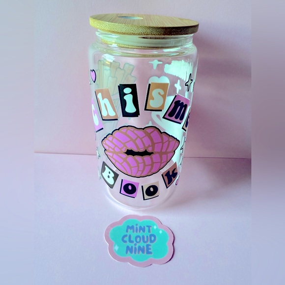 ❗️2/$22❗️GLASS CUP BAMBOO LID & STAINLESS STEEL STRAW - CHISME CAFECITO - Picture 3 of 5